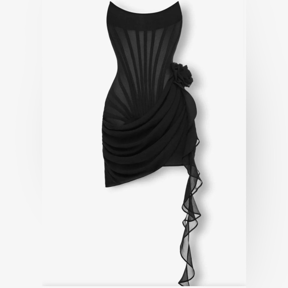 Heiress Black Mesh Corset Dress